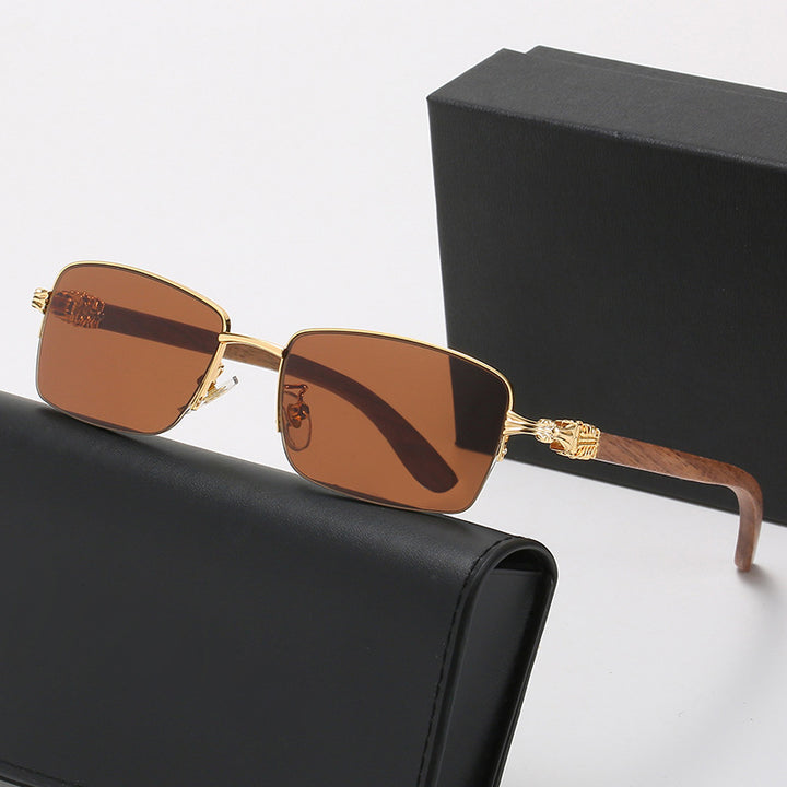 Ladies fashionable glasses with rectangular frame and high-quality wood details Stornfield