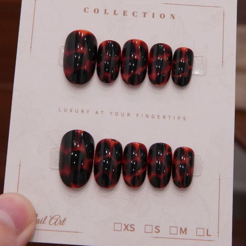 Artistic Dual-Pattern Press-On Nail Enhancements