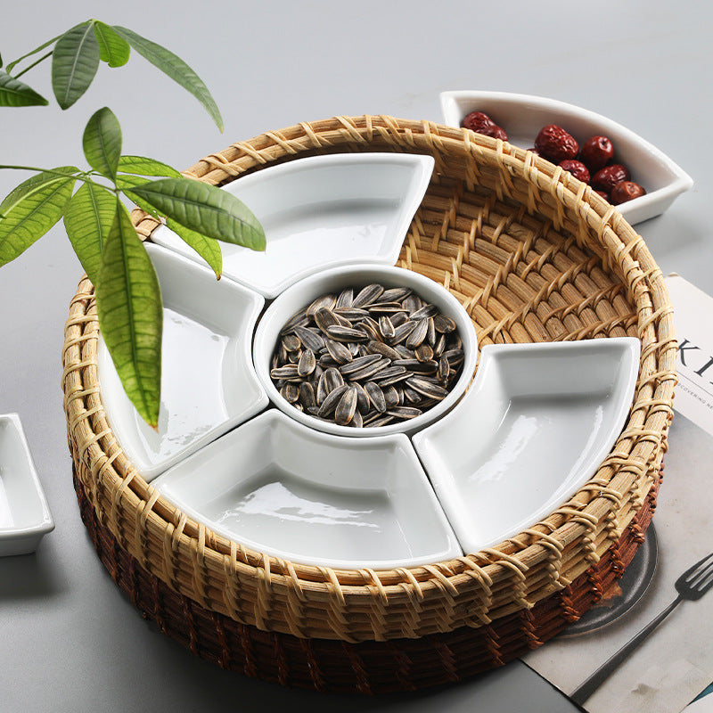 Unisex Serving Platter with Integrated Dip Bowl Set Stornfield