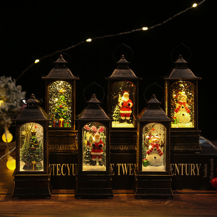 Nostalgic Christmas lantern with glowing snowman Stornfield
