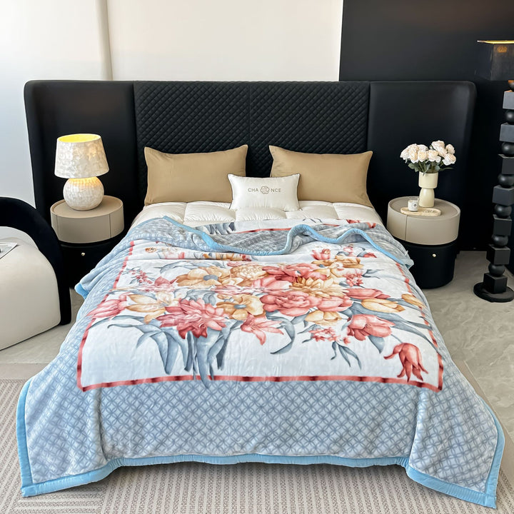 Floral Patterned Fleece Throw Blanket Stornfield
