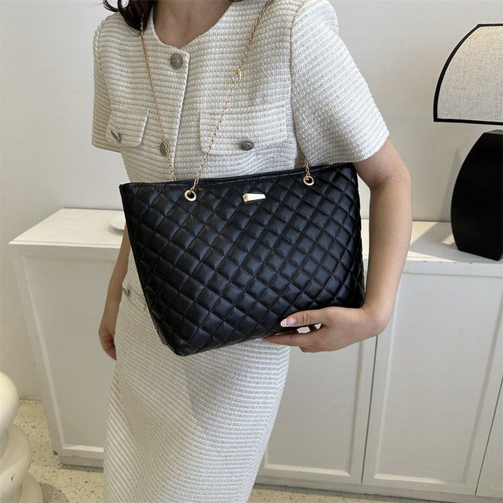 Quilted Chain-Handle Handbag