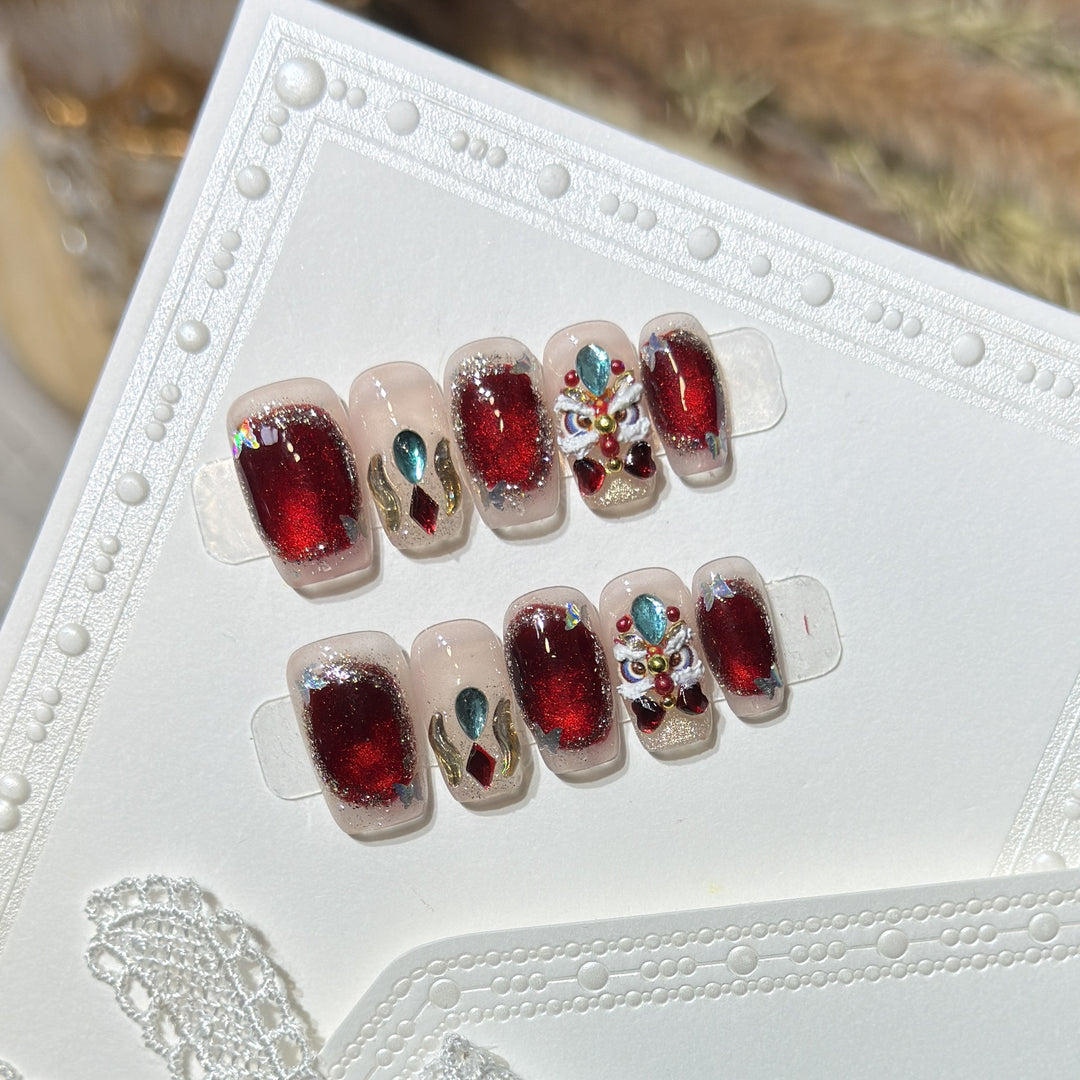 Decorative Press-On Nail Art Kit with Gemstone Accents Stornfield