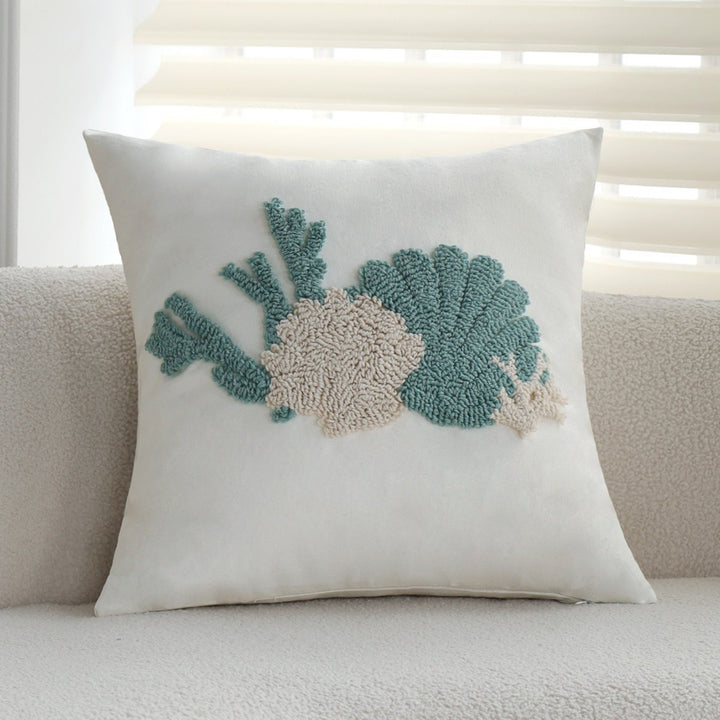Elegant decorative pillow with coral-shaped design