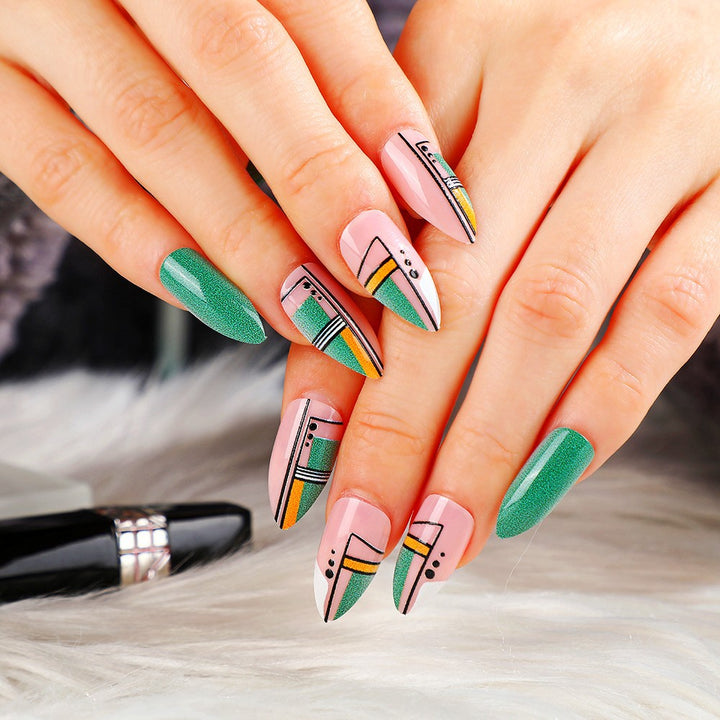 Creative design artificial nails with piano keys motif Stornfield