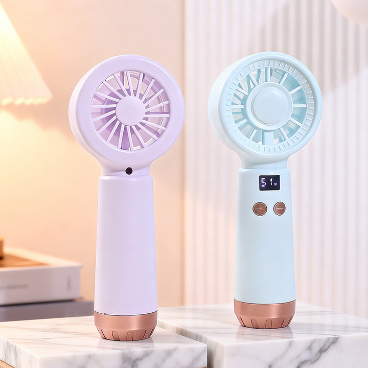 Women's Portable USB Hand Fan with Temperature Display Stornfield