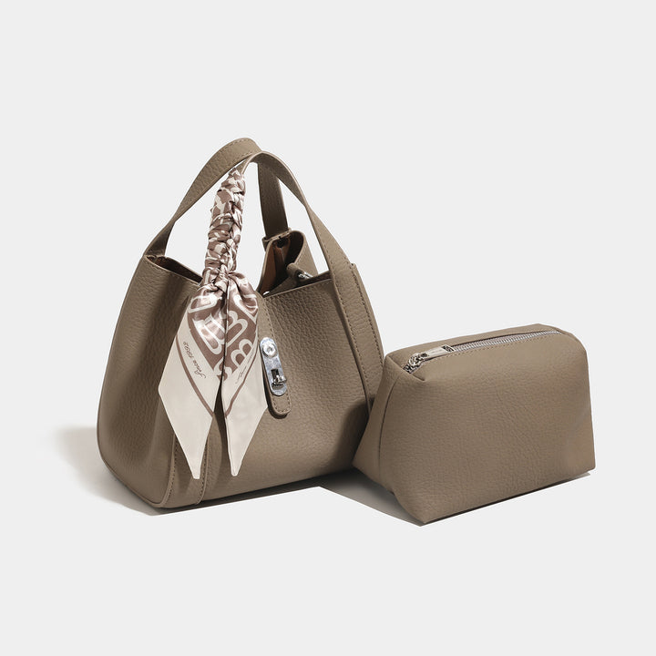 Stylish Structured Handbag with Scarf Detail
