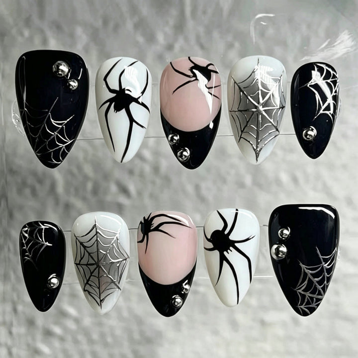 Gothic Spider-Themed Press-On Nails