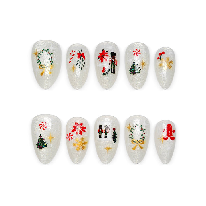 Elegant artificial nails with festive Christmas motifs Stornfield