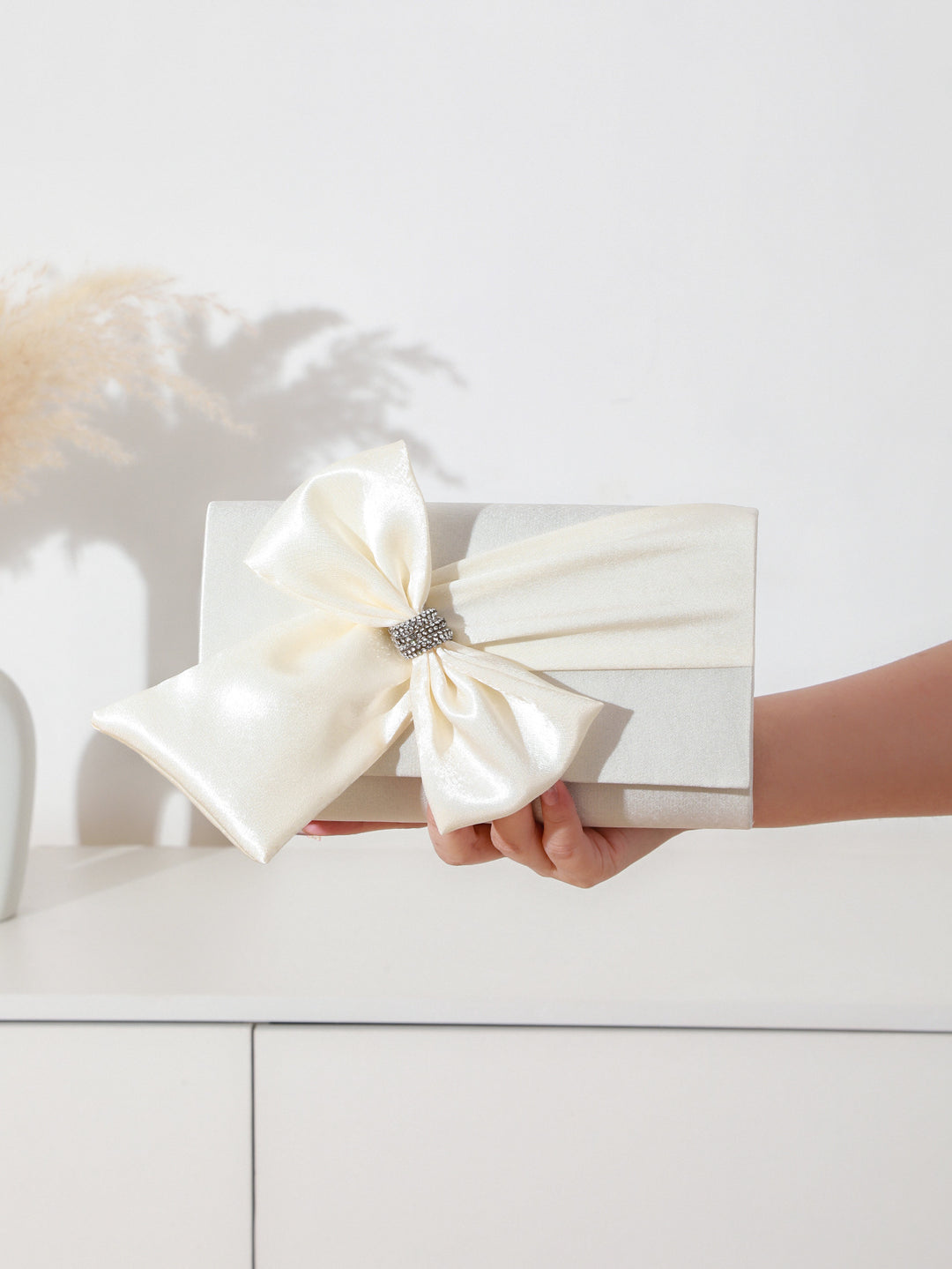 Luxe Satin Bow Clutch Bag