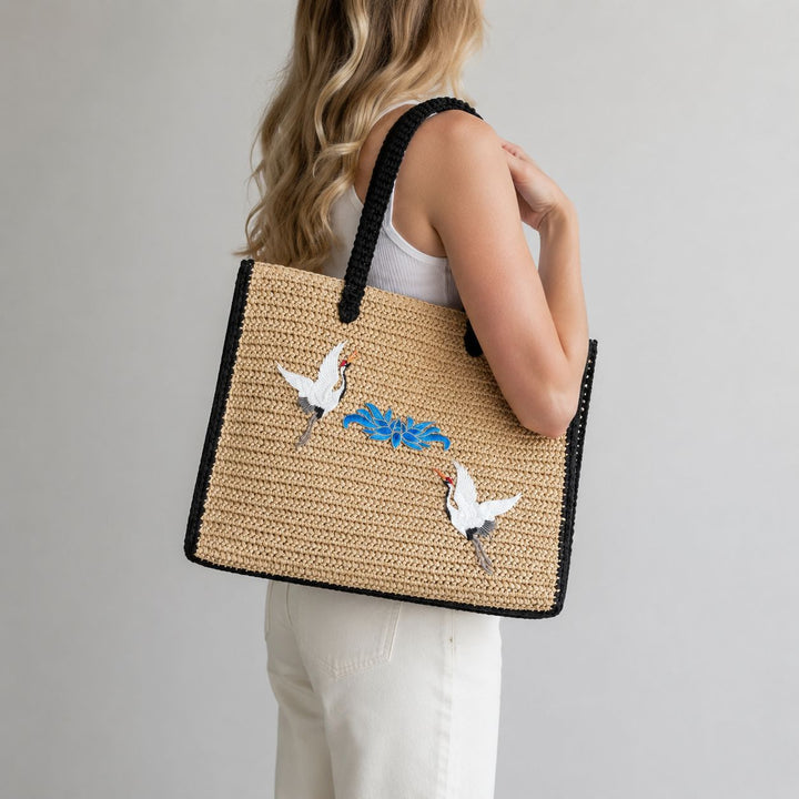 Handmade shopping bag with intricate embroidery Stornfield