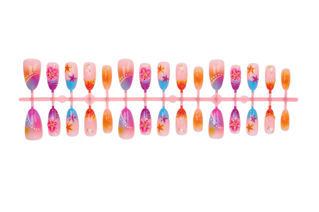 Elegant artificial nails with floral designs Stornfield