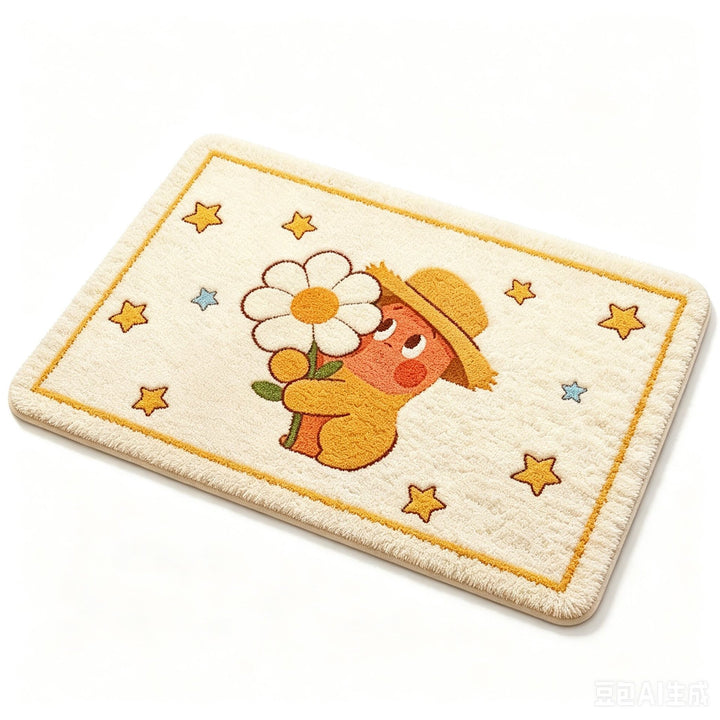 Soft Plush Floral Pattern Bath Mat