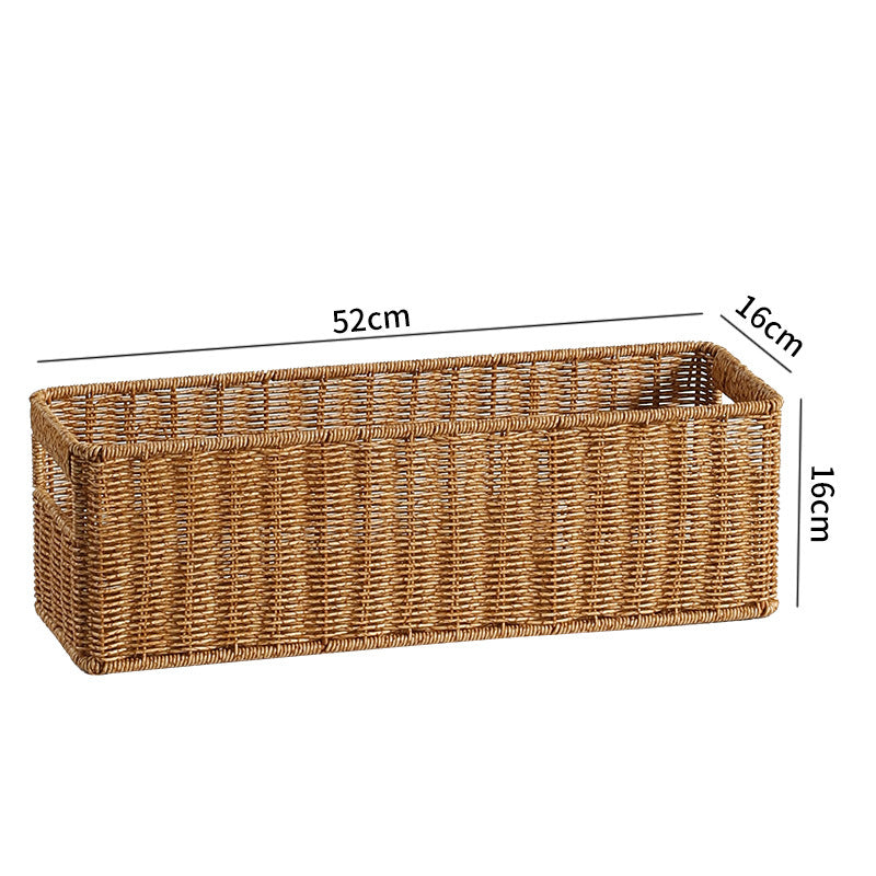 Handwoven Rectangular Storage Basket with Cut-Out Handles Stornfield