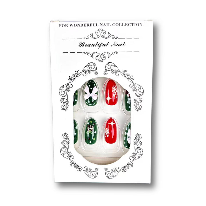 Decorative Press-On Nail Art Set with Christmas Theme