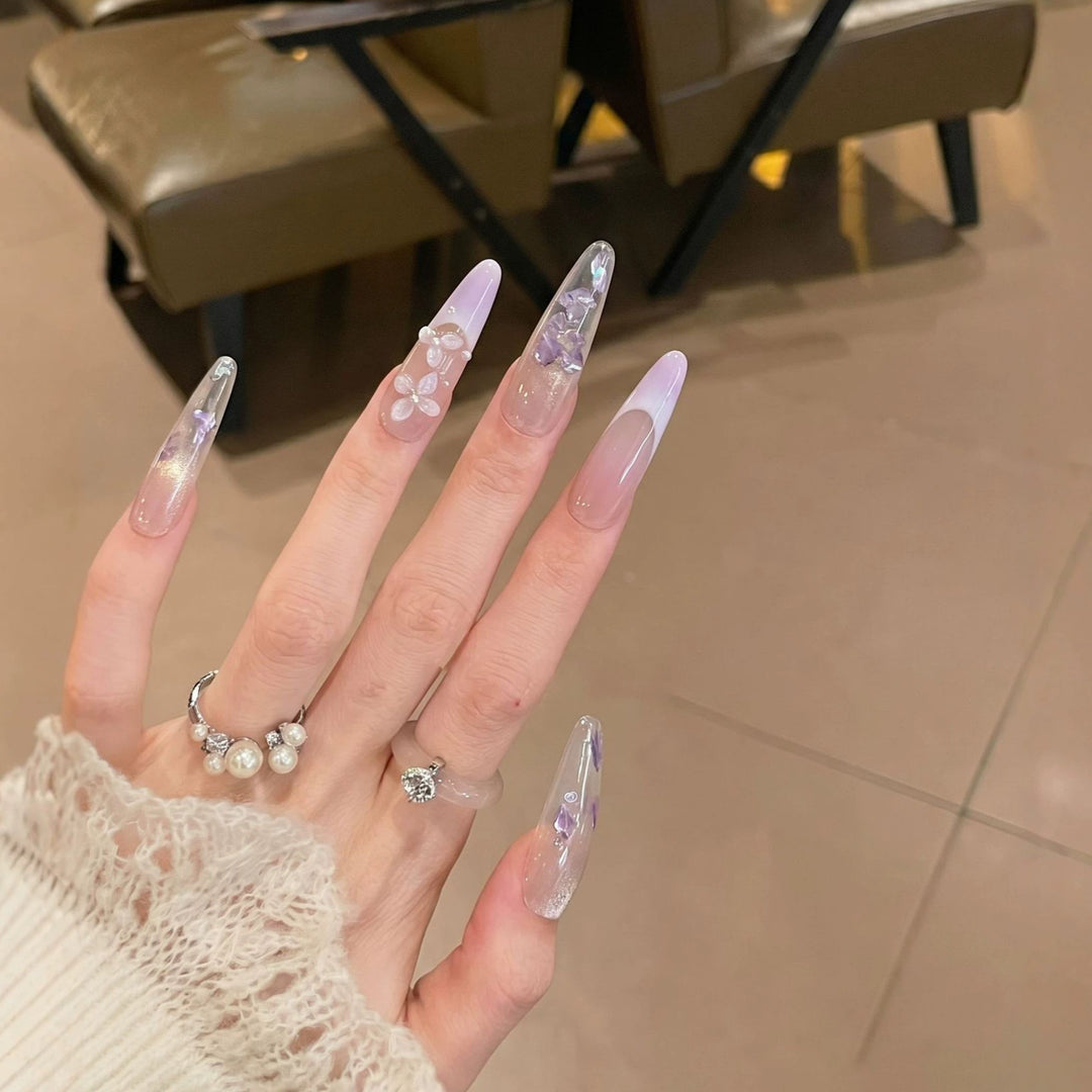 Floral-Inspired Stiletto Press-On Nail Design Stornfield