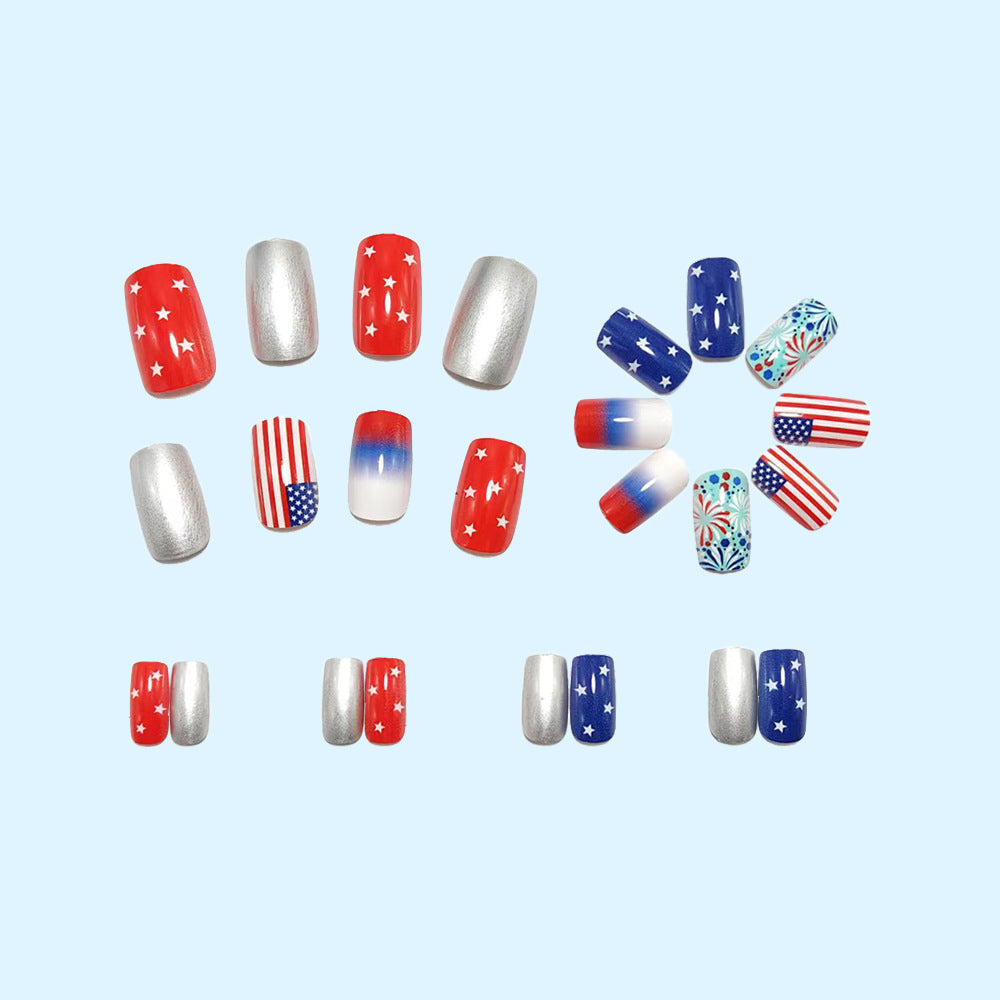 Creative art nail design in patriotic style Stornfield