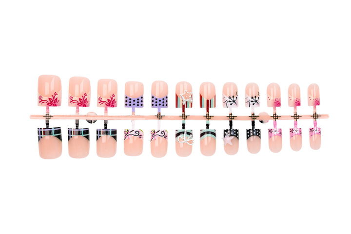 Acrylic Nail Set with Playful Bows and Patterns Stornfield