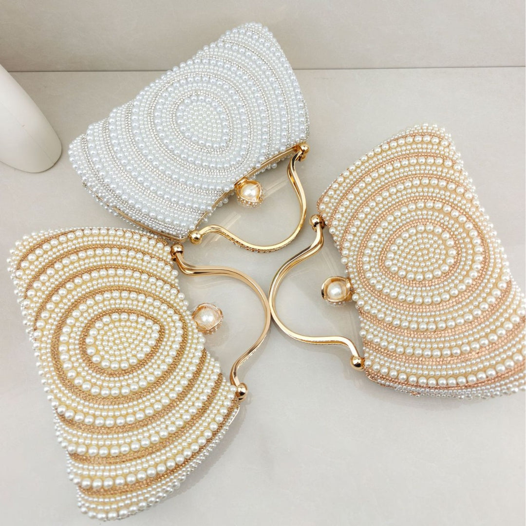 Elegant Pearl Beaded Evening Handbag