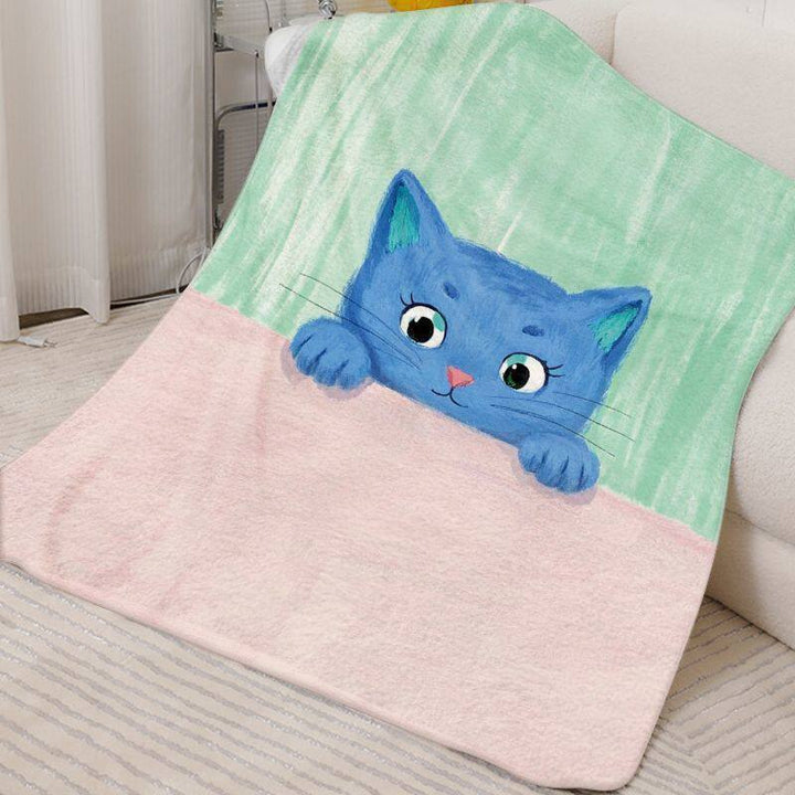 Cute Cat-Themed Fleece Blanket