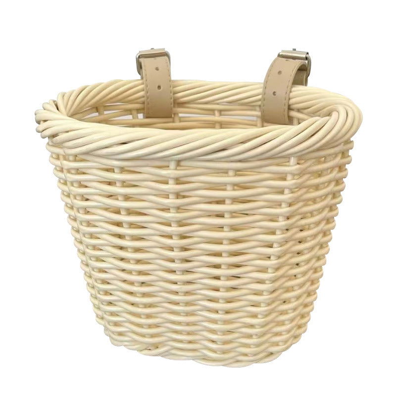 Woven Storage Basket with Adjustable Leather Straps Stornfield