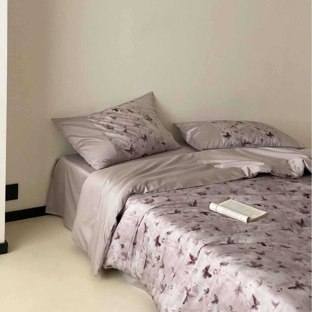 Luxury Lace-Trim Satin Duvet Cover Set