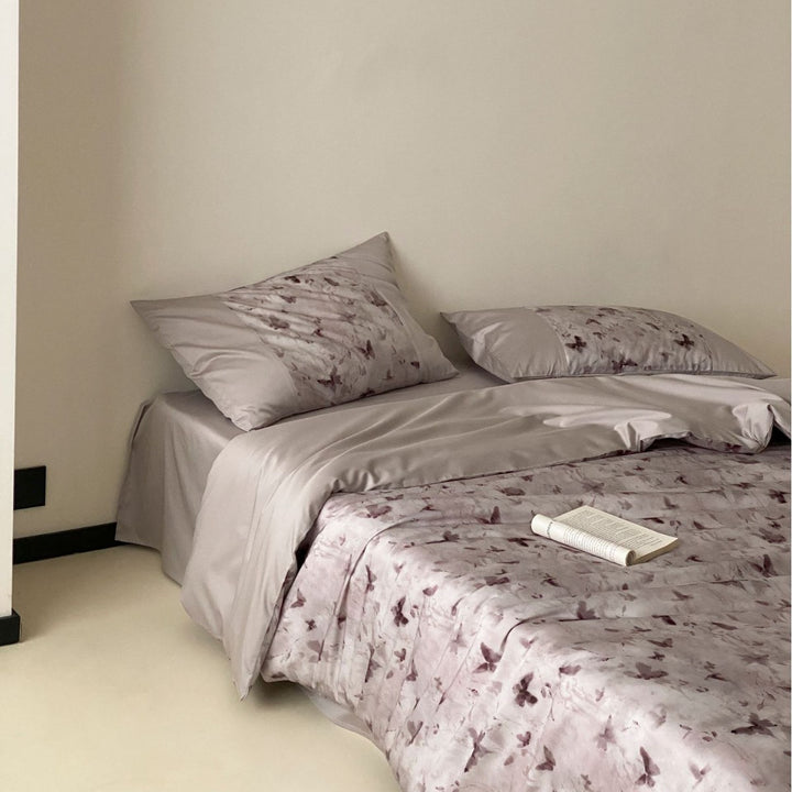 Luxury Lace-Trim Satin Duvet Cover Set