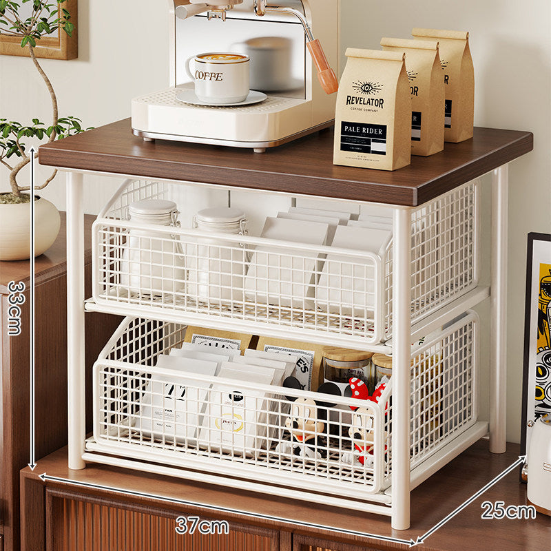 Countertop Espresso Machine Stand with Pull-Out Wire Basket Organizer