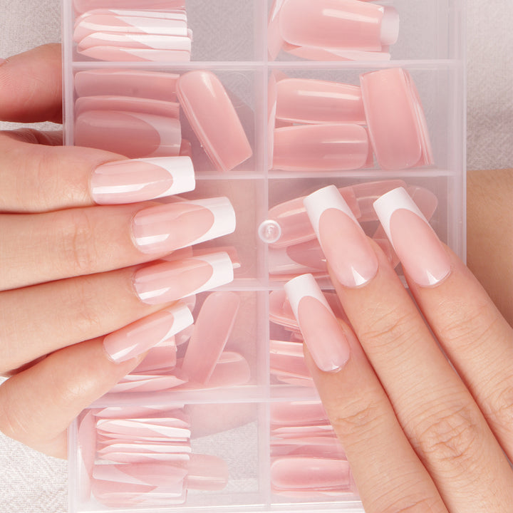 Premium Long-Length French Tip Press-On Nail Set Stornfield