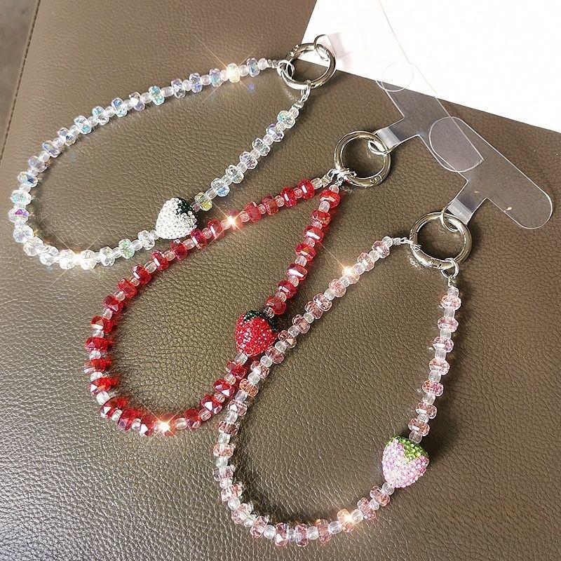 Strawberry-Themed Beaded Charm Keychain Stornfield