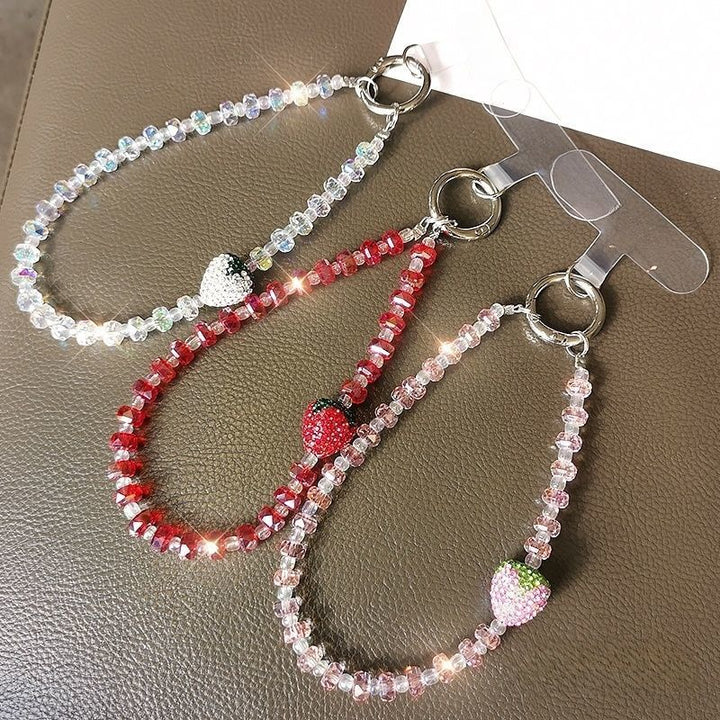 Strawberry-Themed Beaded Charm Keychain Stornfield