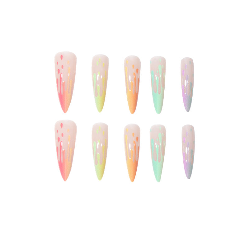 Artistic Drip-Effect Stiletto Press-On Nails Stornfield