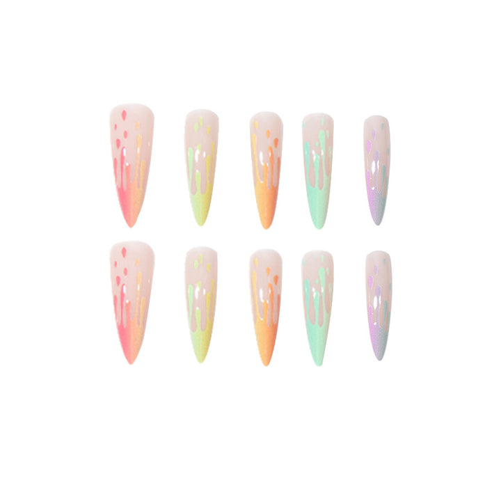 Artistic Drip-Effect Stiletto Press-On Nails Stornfield