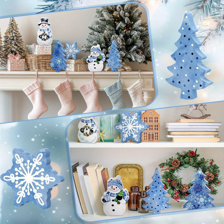 Holiday Snowman and Tree Decorative Figurines