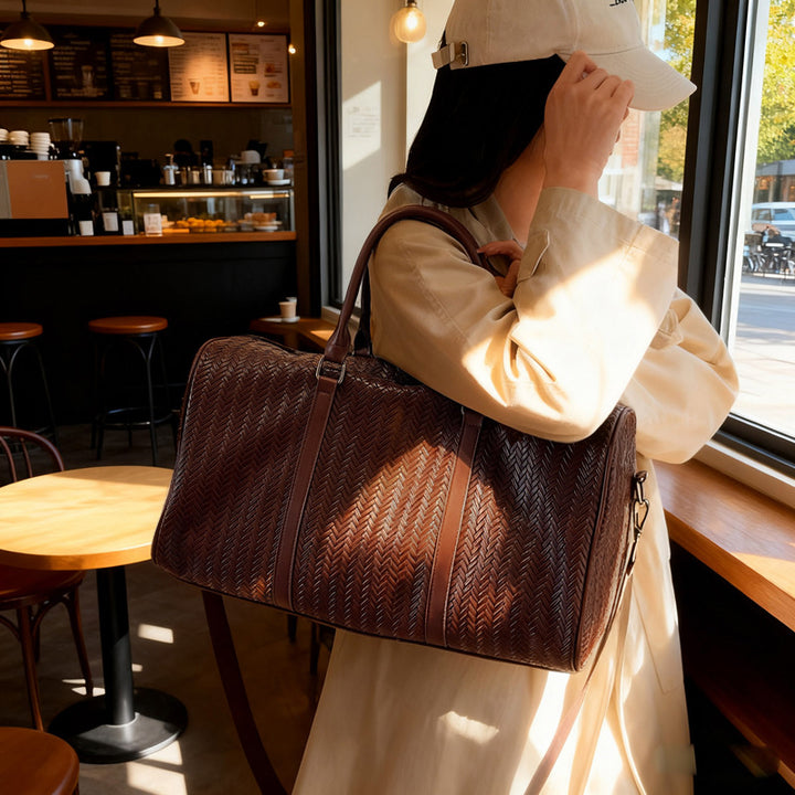 Sporty travel bag in modern basket pattern Stornfield