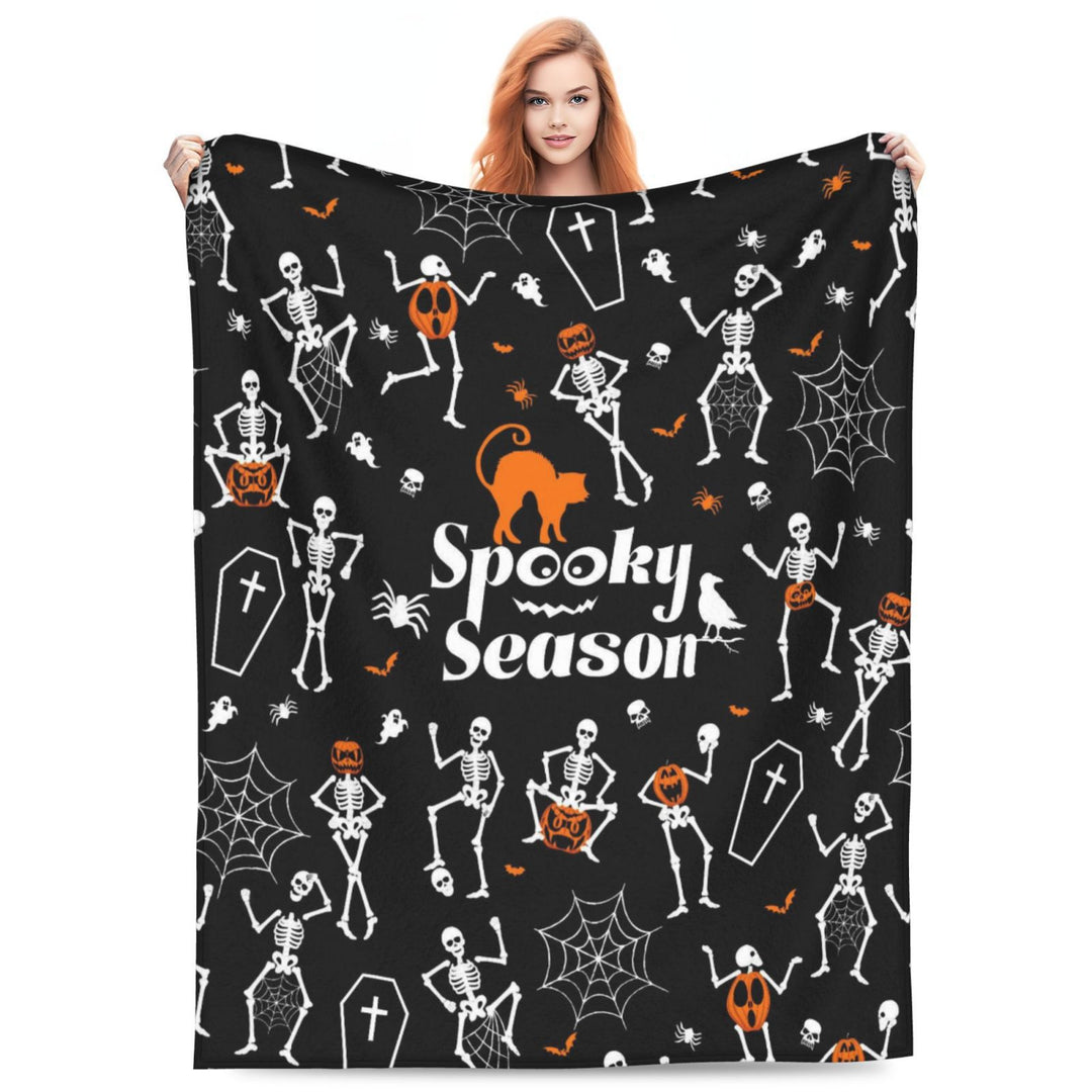 Halloween-Themed Cozy Fleece Blanket