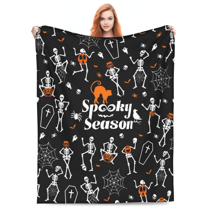 Halloween-Themed Cozy Fleece Blanket