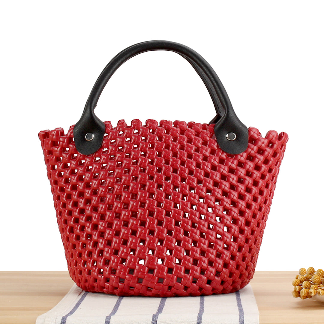Braided shopping bag with practical leather handles Stornfield