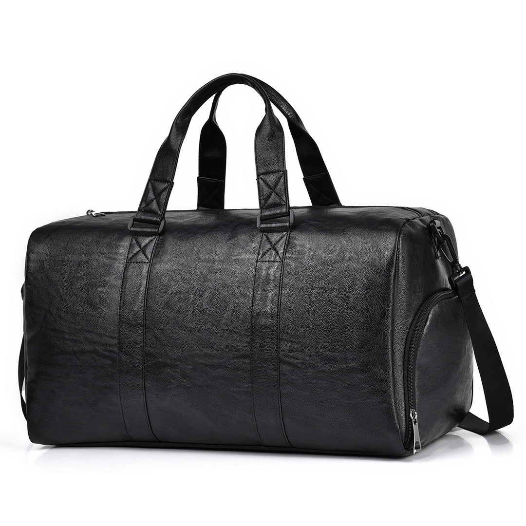 Travel bag made of high-quality leather with robust carrying handles Stornfield