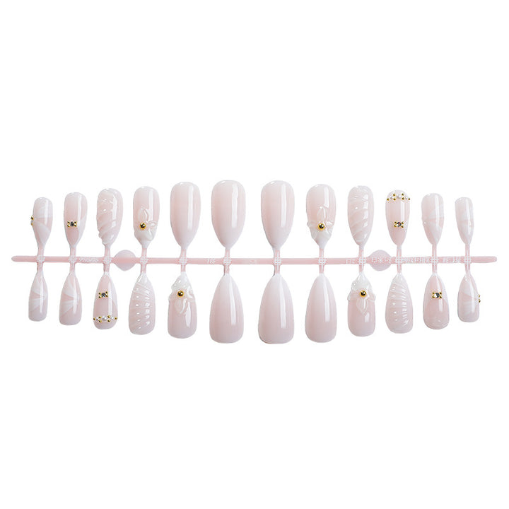 Decorative Nail Art Press-On Set with Floral and Gold Accents Stornfield