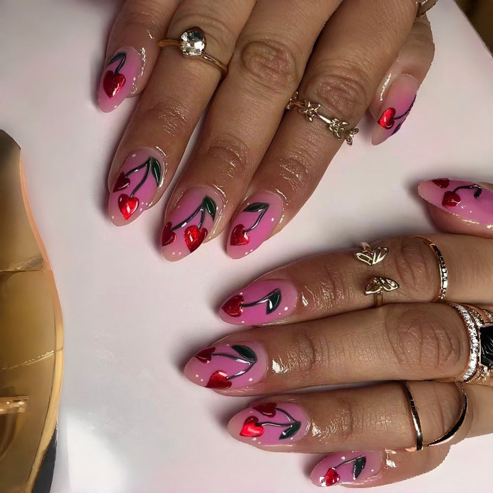 Artifical Nail Art with Cherry Design Stornfield