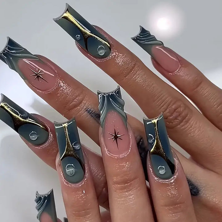 Artistic Abstract Press-On Nail Design Stornfield