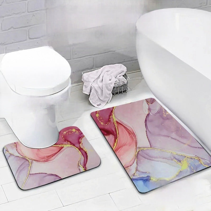 Artistic Bathroom Textile Mat Set