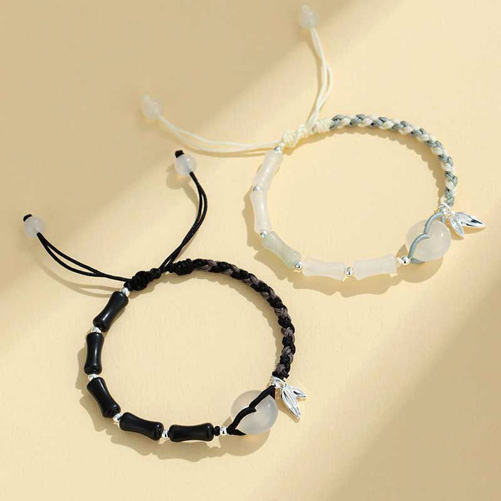 Adjustable Gemstone and Leaf Charm Bracelet Stornfield