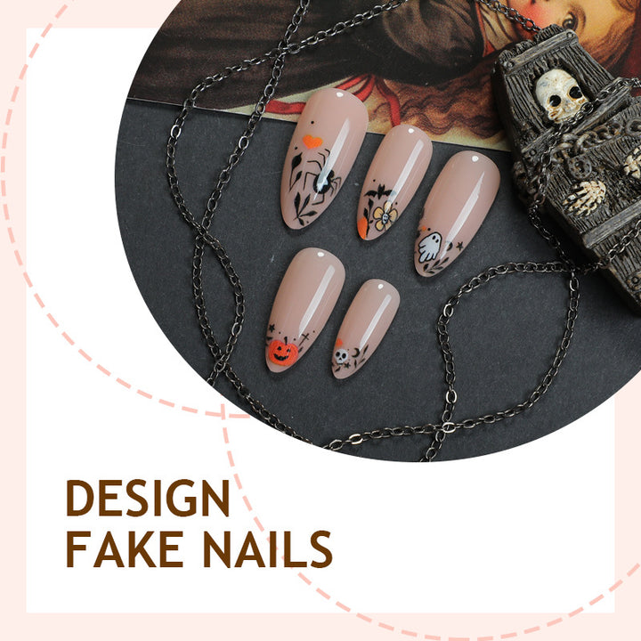 Artificial nail set with creative animal motifs and glitter effects Stornfield