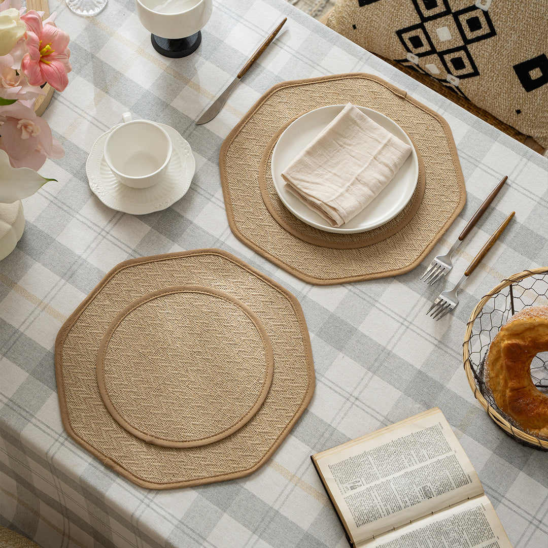 Straw sun hat with wide octagonal brim and cotton inner band Stornfield