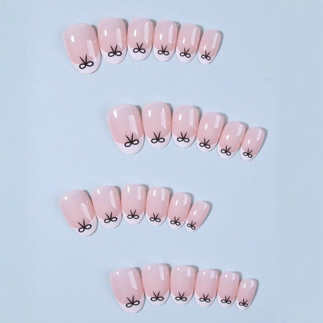Artificial nails with elegant bows and high-gloss surface Stornfield