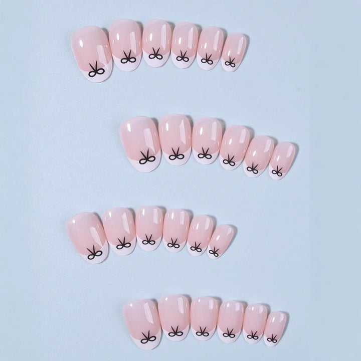 Artificial nails with elegant bows and high-gloss surface Stornfield
