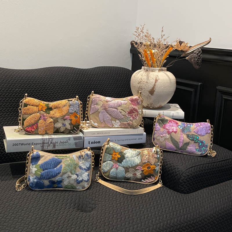 Embroidered Floral Evening Clutch