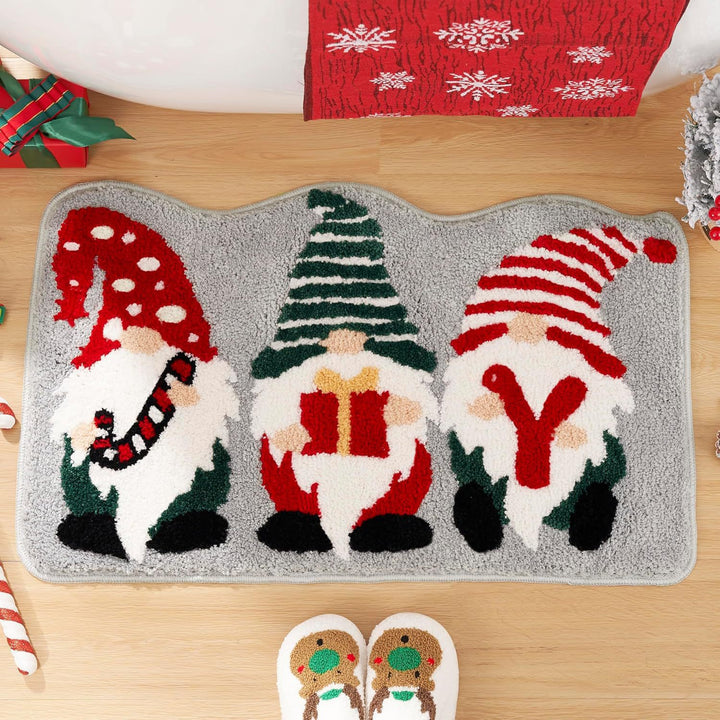 Floral Square Pattern Bath Mat